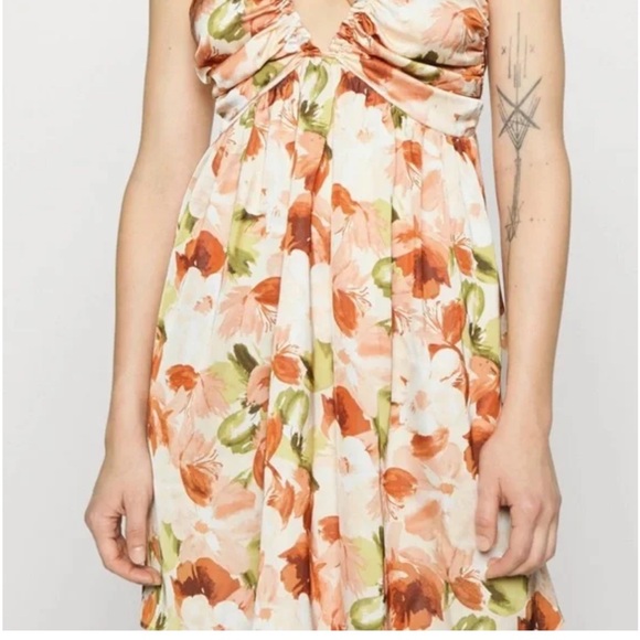 Abercrombie & Fitch Satin Ruched Floral Mini Dress - Picture 2 of 7